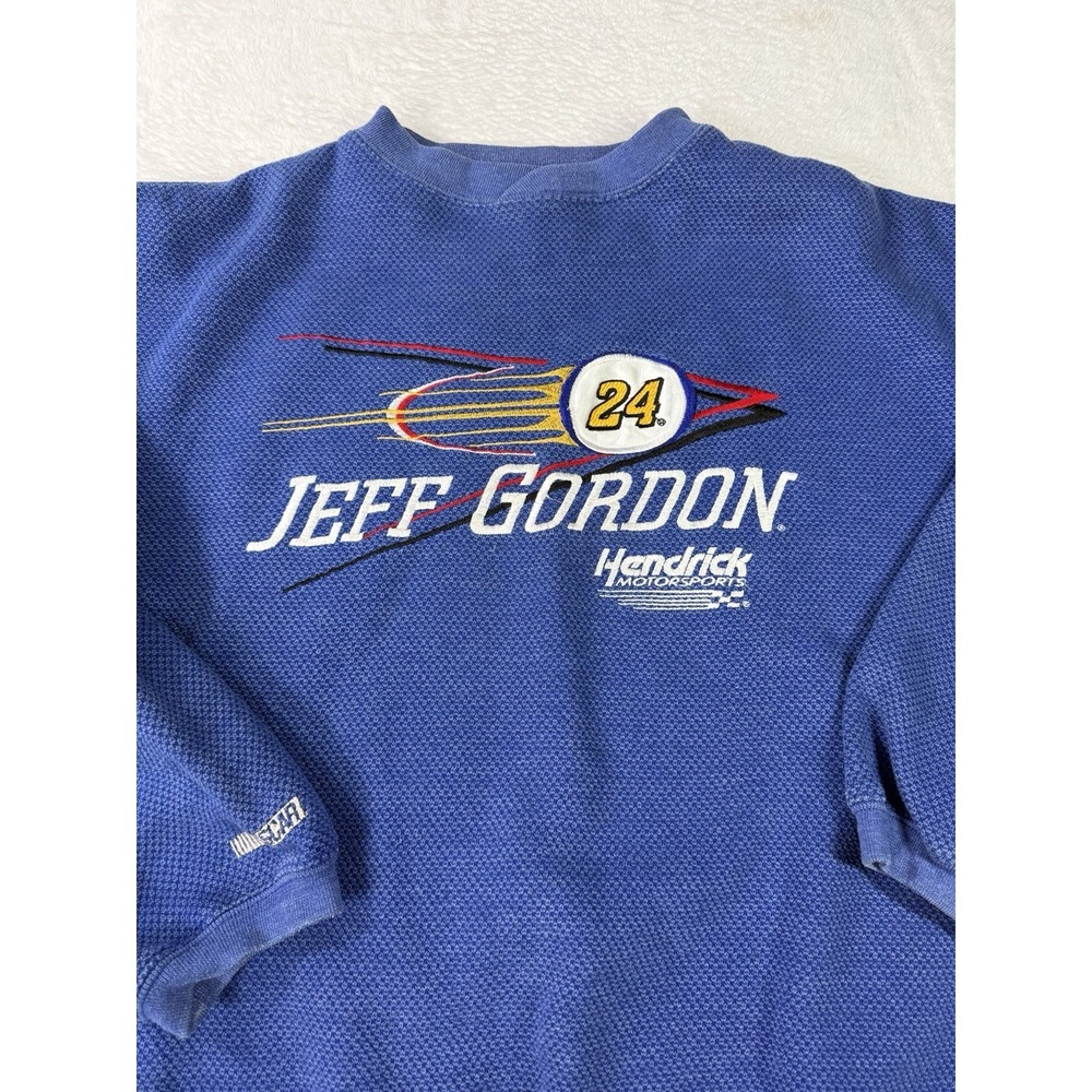 Vtg. Nascar 90s JEFF GORDON Racing Sweatshirt CHASE Large Hendrick Blue - Picture 2 of 8